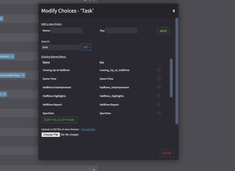 Modify Choice Fields - CineSys.io